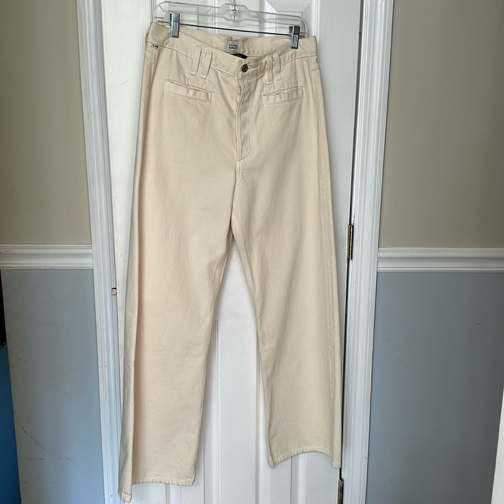 Citizens of Humanity Cream Wide-Leg Jeans
